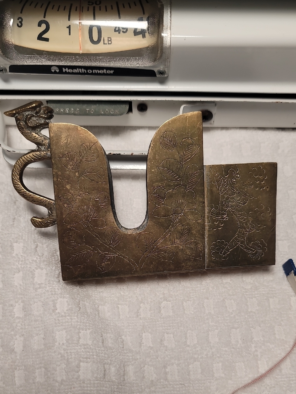 Vintage Brass Cigarette and Match Holder with Solid Brass Dragon Handle